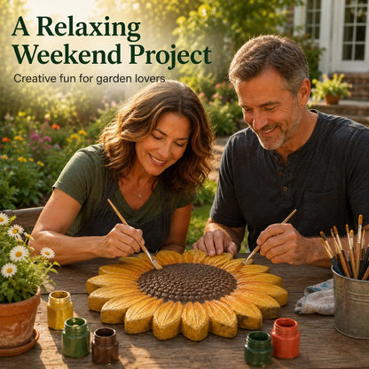 Reusable Sunflower Stepping Stone Mold | DIY Concrete Garden Path Mold For Backyard Decoration