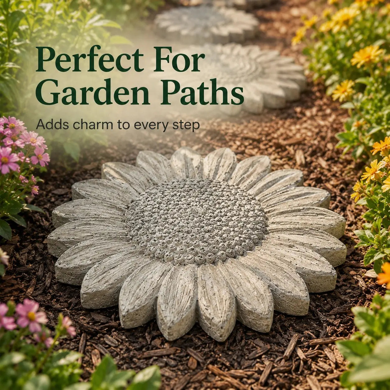 Reusable Sunflower Stepping Stone Mold | DIY Concrete Garden Path Mold For Backyard Decoration