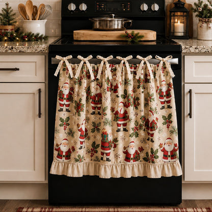 Beautiful Christmas Oven Protector, Holiday Kitchen Decor Gift for Mom, Cute Ruffled Appliance Cover
