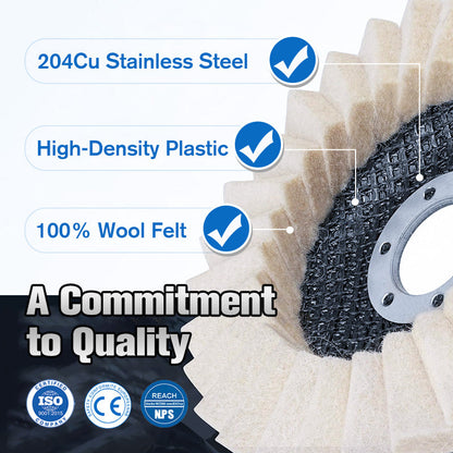 Wool Felt Flap Polishing Disc | Angle Grinder Buffing Wheel for Metal, Stone & More