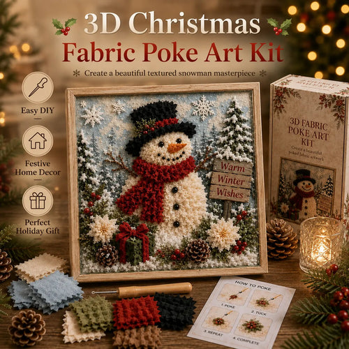 3D Christmas Fabric Poke Art Kit | DIY Holiday Embroidery Craft