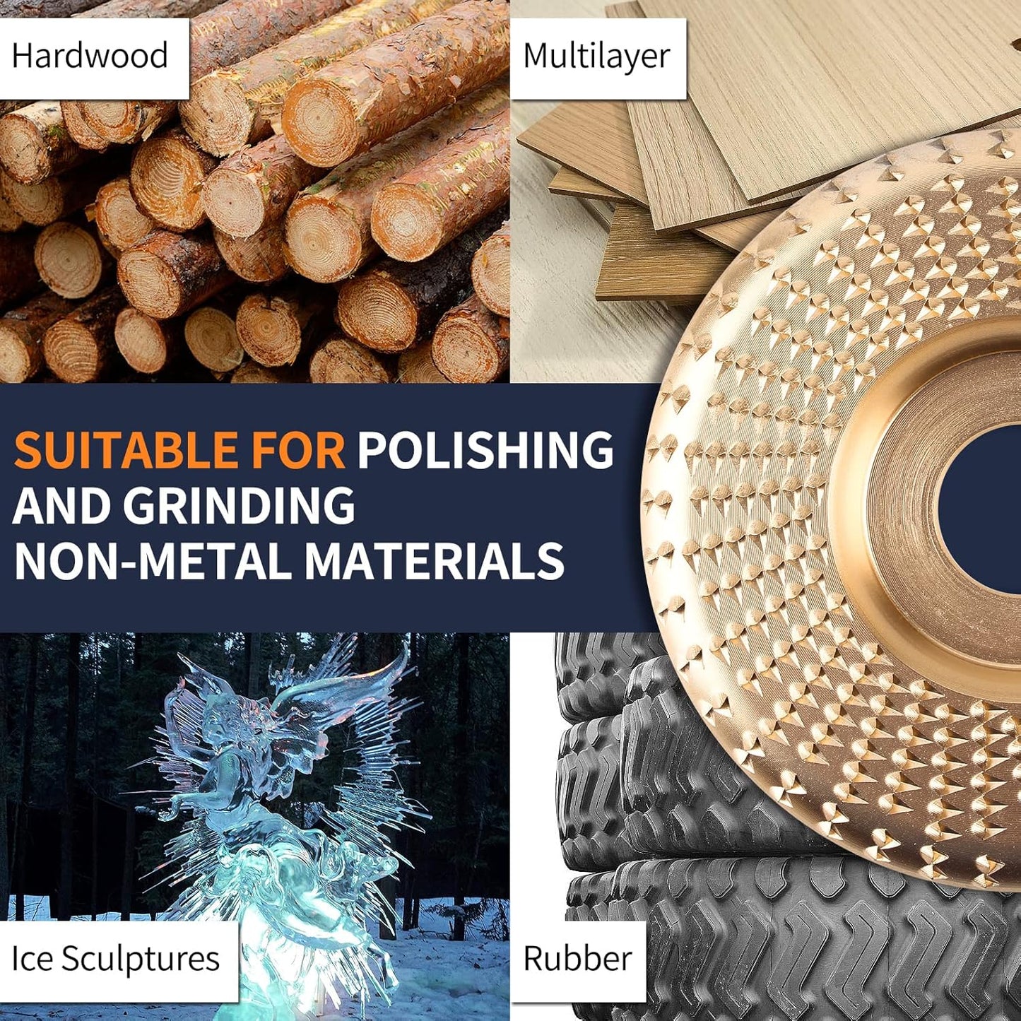 3-Piece Wood Carving Disc Set | Flat, Curved & Beveled Angle Grinder Wheels