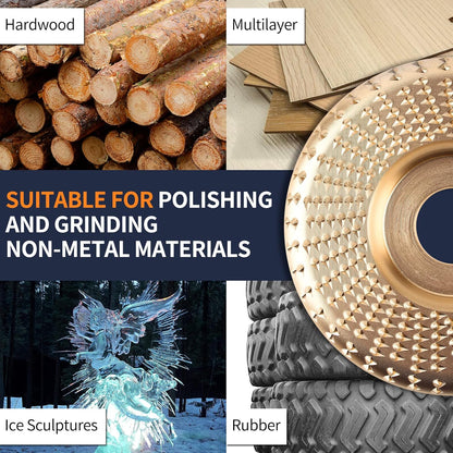 3-Piece Wood Carving Disc Set | Flat, Curved & Beveled Angle Grinder Wheels