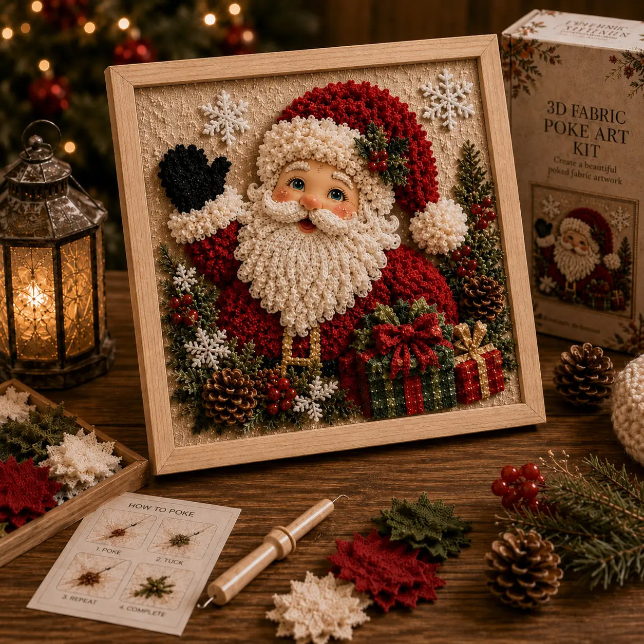 3D Christmas Fabric Poke Art Kit | DIY Holiday Embroidery Craft