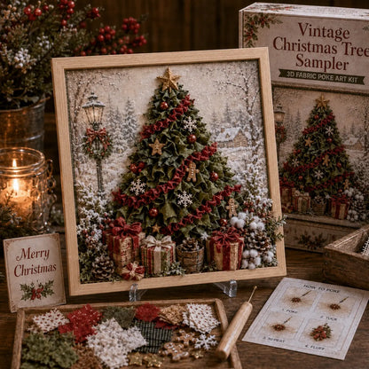 3D Christmas Fabric Poke Art Kit | DIY Holiday Embroidery Craft