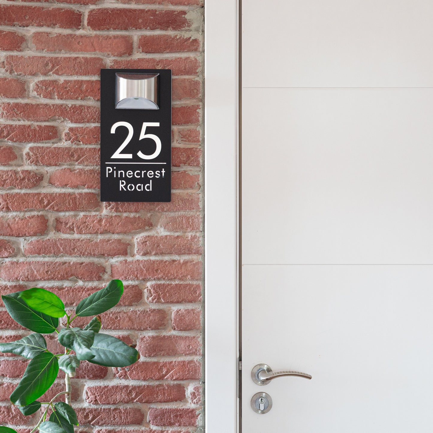 Personalized Solar House Number Sign | Modern LED Address Plaque for Front Door