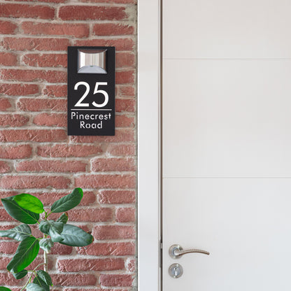 Personalized Solar House Number Sign | Modern LED Address Plaque for Front Door