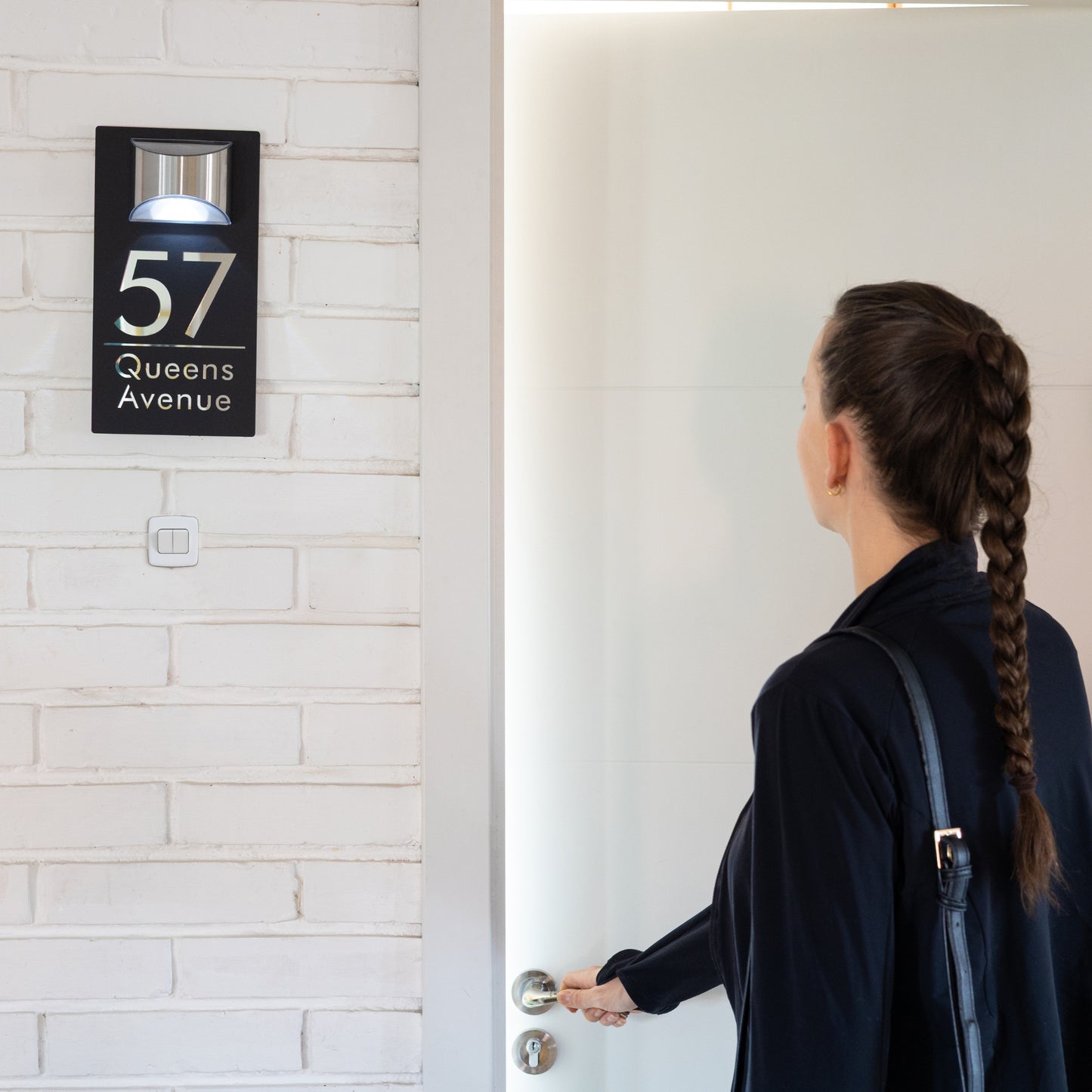 Personalized Solar House Number Sign | Modern LED Address Plaque for Front Door