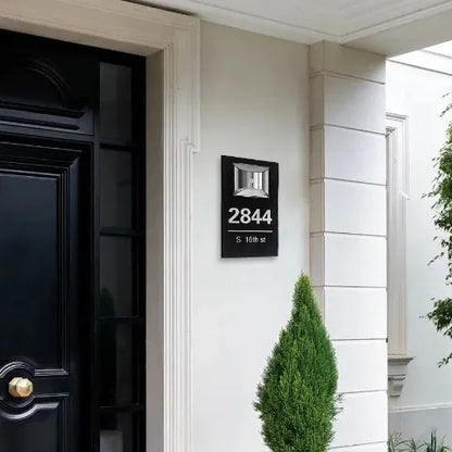 Personalized Solar House Number Sign | Modern LED Address Plaque for Front Door
