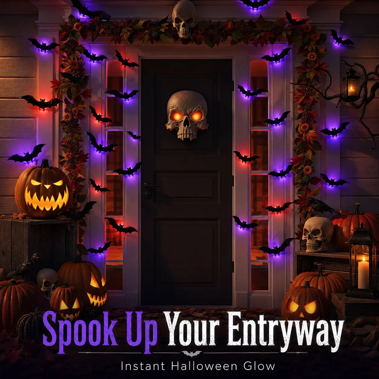 3D LED Halloween Bat Wall Stickers | Glow In The Dark Spooky Decorations For Home, Window & Party Decor