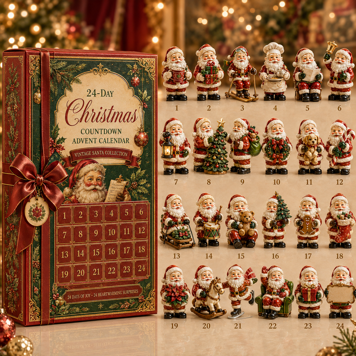 ✨24-Day Christmas Countdown Advent Calendar – Vintage Santa Series