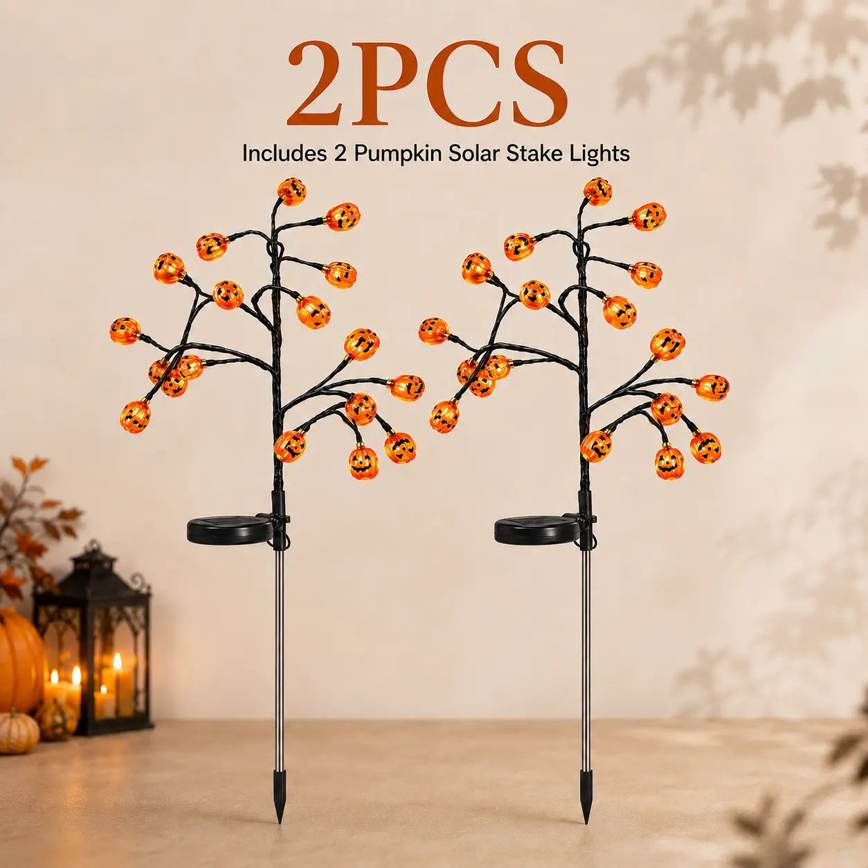 Solar Pumpkin Stake Lights Durable PS Pumpkin Heads,20-Head Halloween Garden Lights with 8 Lighting Modes & Auto On/Off, Outdoor Pathway Yard Lawn Decor, 2/4 Pack tiktokshopbacktoschool