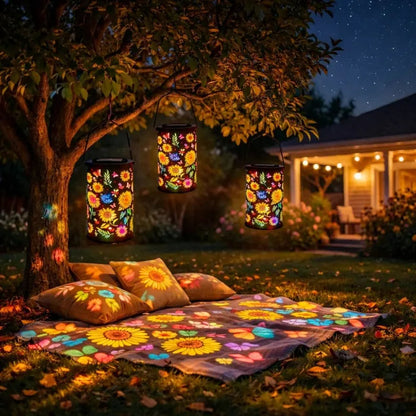 Solar Hanging Garden Light | Floral Outdoor Lantern with Warm LED Glow for Patio, Porch & Yard Decor