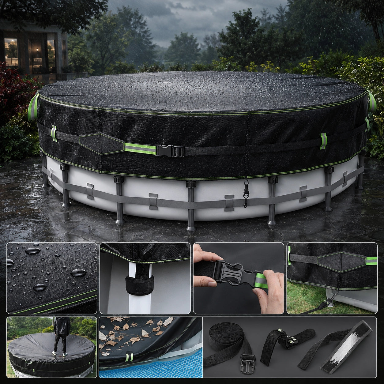 Heavy-Duty Winter Pool Cover | 200gsm Waterproof & Windproof Protection