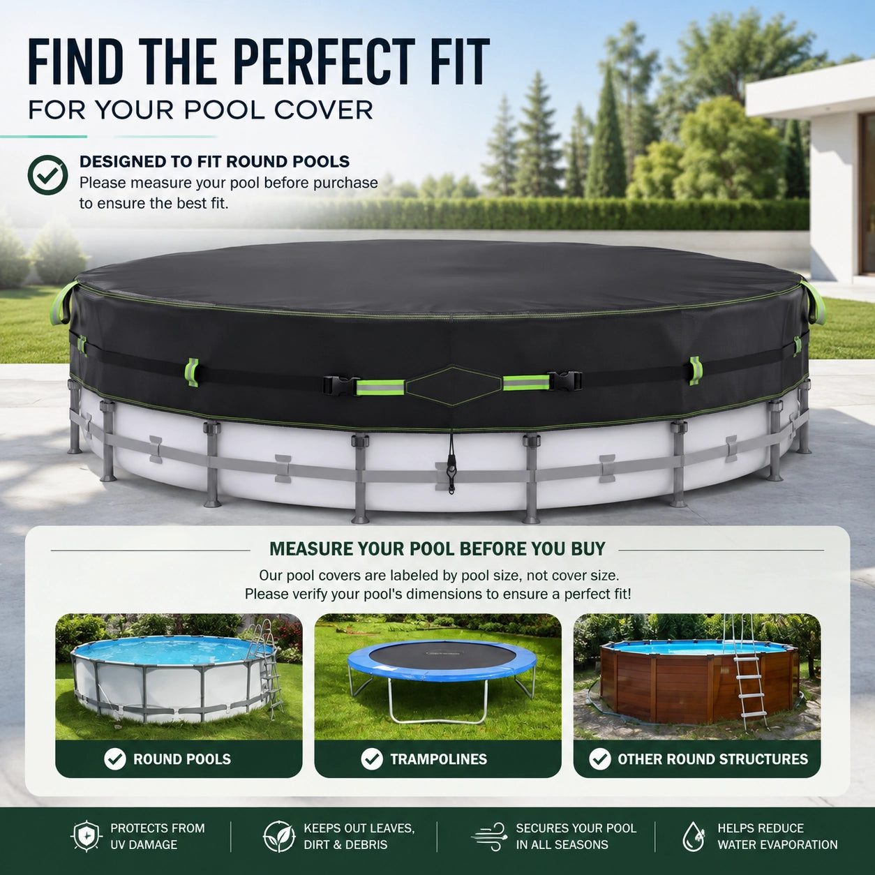Heavy-Duty Winter Pool Cover | 200gsm Waterproof & Windproof Protection