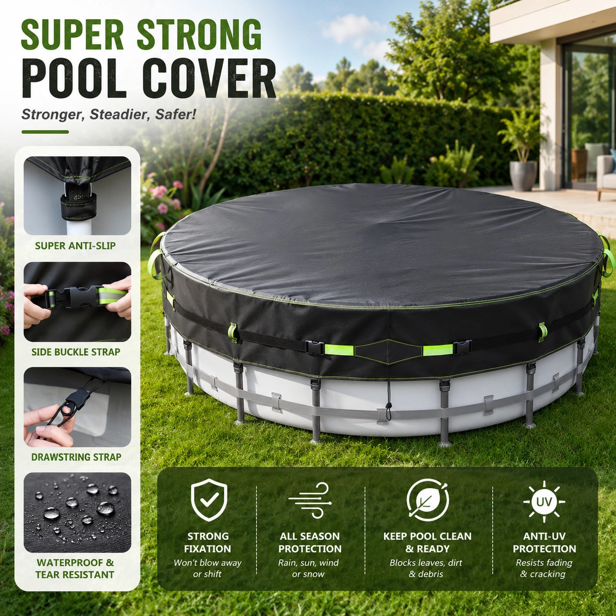 Heavy-Duty Winter Pool Cover | 200gsm Waterproof & Windproof Protection