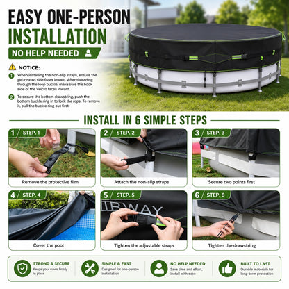 Heavy-Duty Winter Pool Cover | 200gsm Waterproof & Windproof Protection